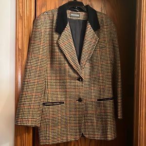 Camel plaid wool blazer